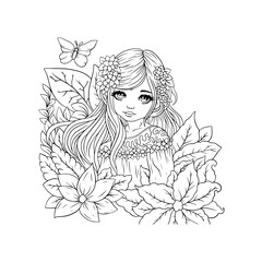 hand drawn girl flower