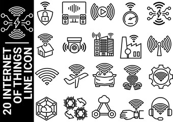 internet of things line icon, black and white