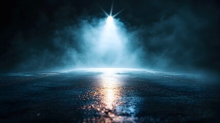 Dramatic Spotlight Illuminates Smoky Dark Surface