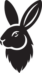 black and white rabbit head vector