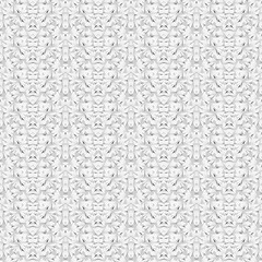 A textured pattern featuring white and gray hues, adorned with numerous small geometric shapes throughout the design.