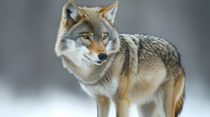 Naklejka premium Majestic Gray Wolf in Winter, canine, wild, animal, mammal, predator