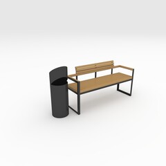 3d render bench park design element. Furniture Collection