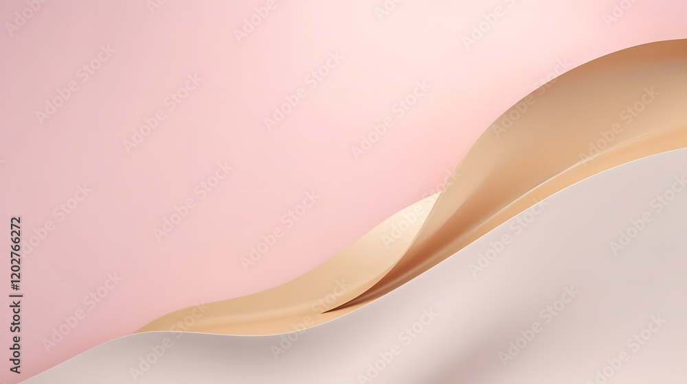 Poster elegant curved paper waves minimalist display abstract art soft color palette contemporary setting v
