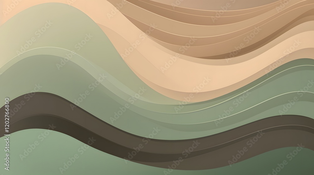Poster flowing abstract waves digital art soft color palette tranquil setting artistic perspective serenity