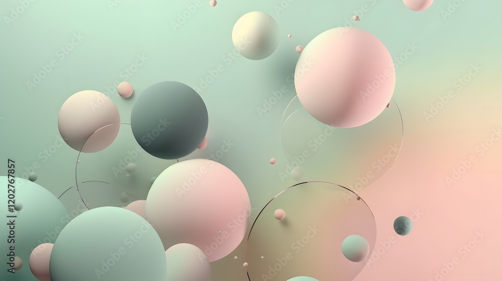 Poster dynamic abstract sphere motion digital art modern design soft colors top view creative concept