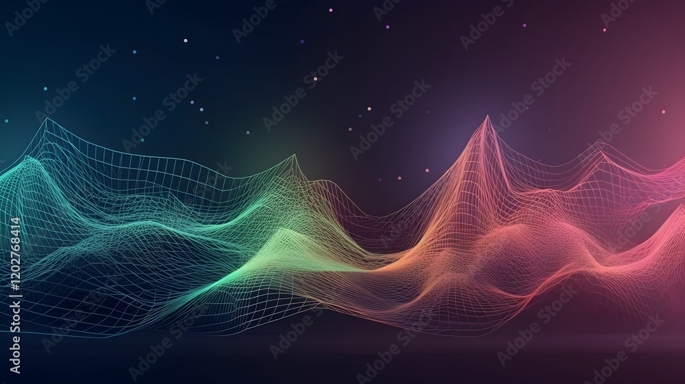 Poster dynamic wave patterns illustrating modern technology concepts digital art abstract environment futur