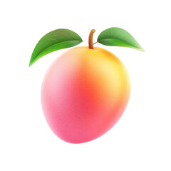 Vibrant mango with green leaves on a black background