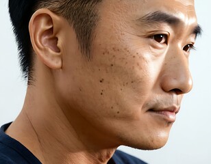 Obraz premium wrinkles, dark spots and signs of aging on men and woman faces, skincare, skin age dark circle eyelid dry skin eyebrows