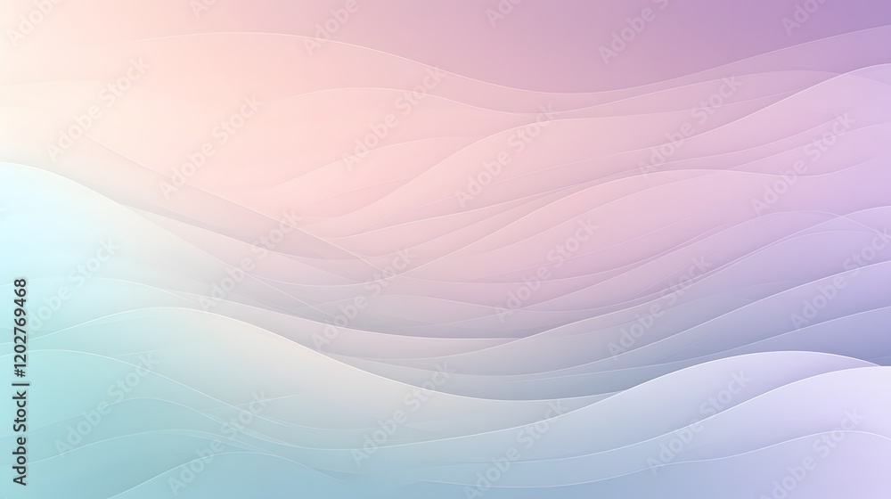 Poster gentle flow of colorful waves abstract digital art soft gradient background serene atmosphere modern