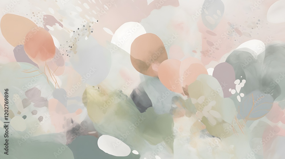 Poster abstract art blending soft colors digital space visual artwork calm atmosphere aerial view creative 