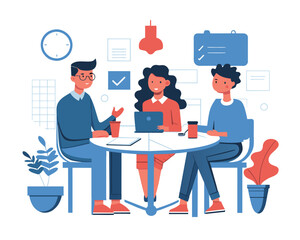Business meeting flat people on presentation conference ilustration team seminar vector concept.