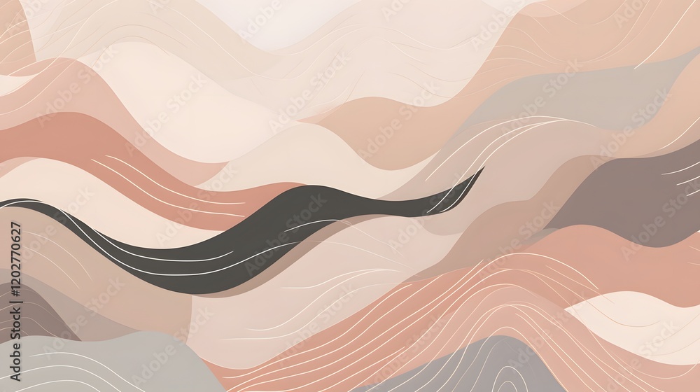 Poster abstract flowing waves art digital creation soft color palette modern design aesthetic viewpoint vis