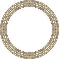 Vector gold and black round classic renaissance ornament. Circle, ring, european border, revival style frame