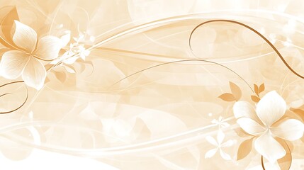Elegant Beige Floral Design with Swirling Lines