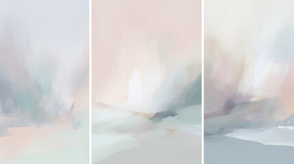 Serene abstract landscape tranquil environment digital art pastel colors calming atmosphere