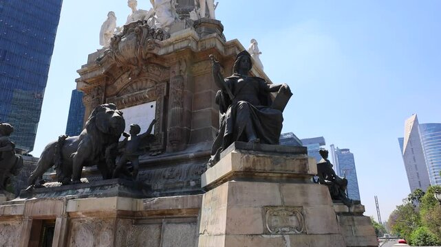 Mexico City tourist attraction Angel of Independence column near financial center and El Zocalo.