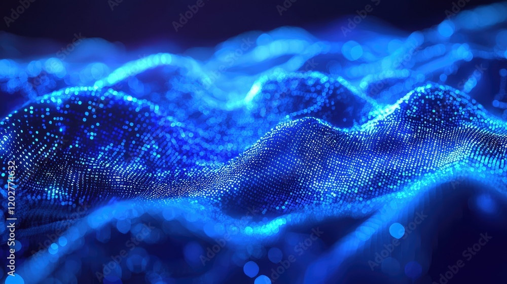 Poster A captivating abstract background featuring glowing blue binary code, providing a modern and futuristic feel perfect for technology and data presentations.
