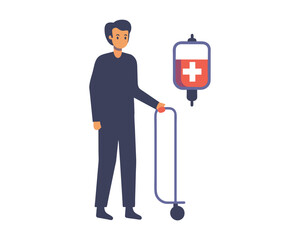 Dropper color icon. Medical procedure. Healthcare services. Patient with drip. Hospitalization. Infusion. Professional clinical treatment. Postsurgical care. Recovery. Isolated vector illustration