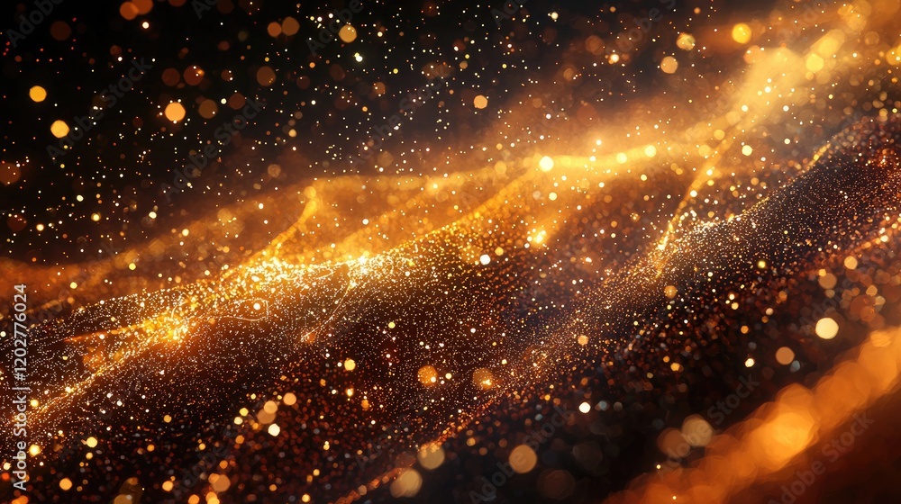 Fototapete Explore a captivating futuristic digital background featuring shimmering particles and data codes, perfect for technology, innovation, and digital art projects.