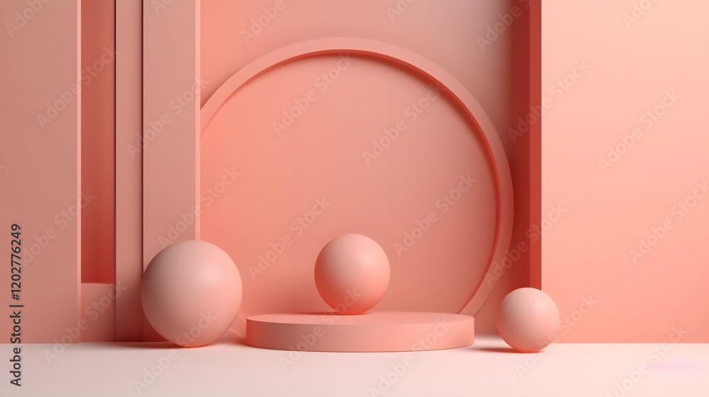 Poster abstract design elements in soft peach colors modern studio environment digital art minimalist aesth