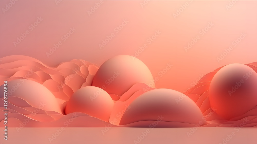 Poster abstract display of soft spheres on a delicate surface digital art ethereal environment minimalistic