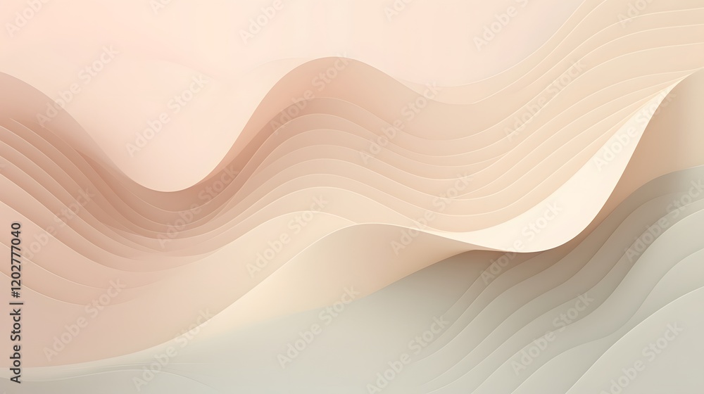 Poster flowing abstract waves digital art soft colors minimalist design indoor space serene concept for mod