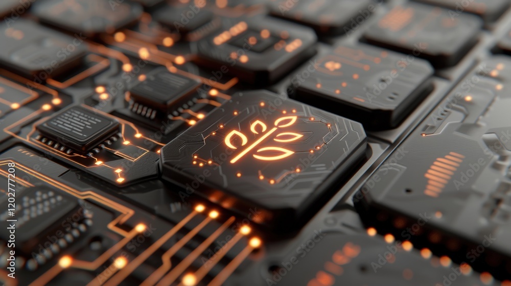 Aufkleber a computer keyboard with a green leaf symbol on it