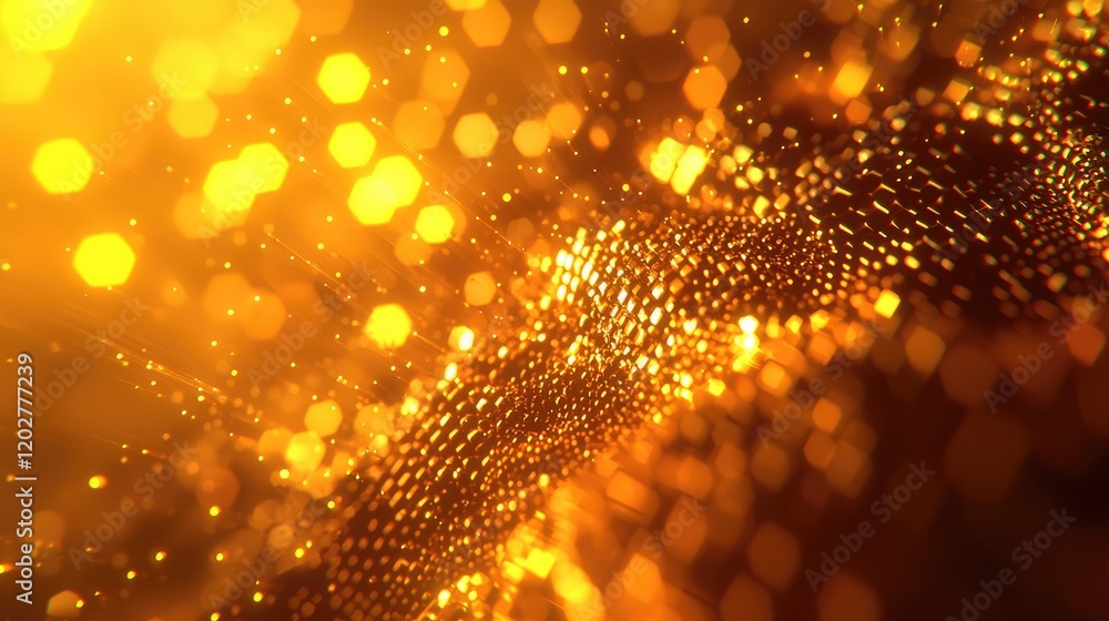 Aufkleber Vibrant abstract background showcasing glowing particles and dynamic light beams. The futuristic design features hexagonal patterns and a stunning color palette.