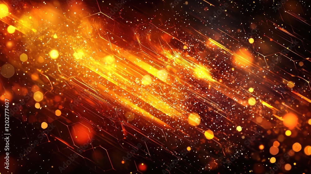 Aufkleber vibrant abstract background showcasing glowing particles and dynamic light beams. the futuristic des