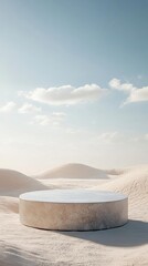 a concrete platform in the middle of a desert