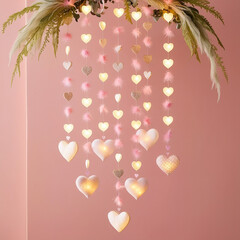 Heart glowing garland. Valentine's Day decoration.
