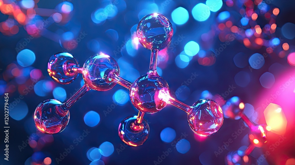 Aufkleber this abstract digital illustration depicts interconnected molecular structures with glowing nodes, r