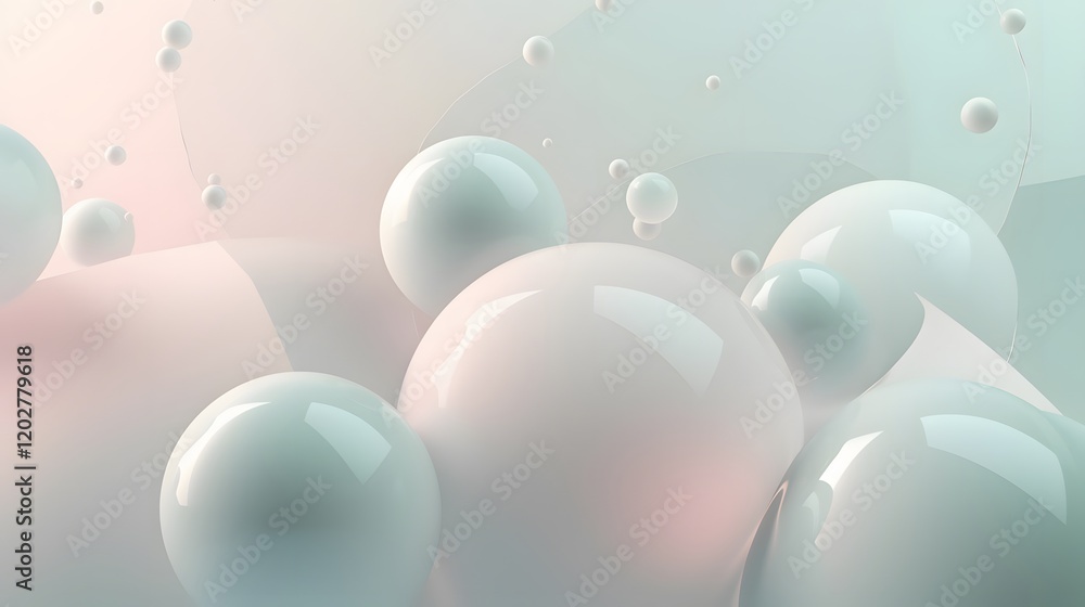 Poster fluid motion of soft bubbles abstract background digital art elegant environment close-up view conce