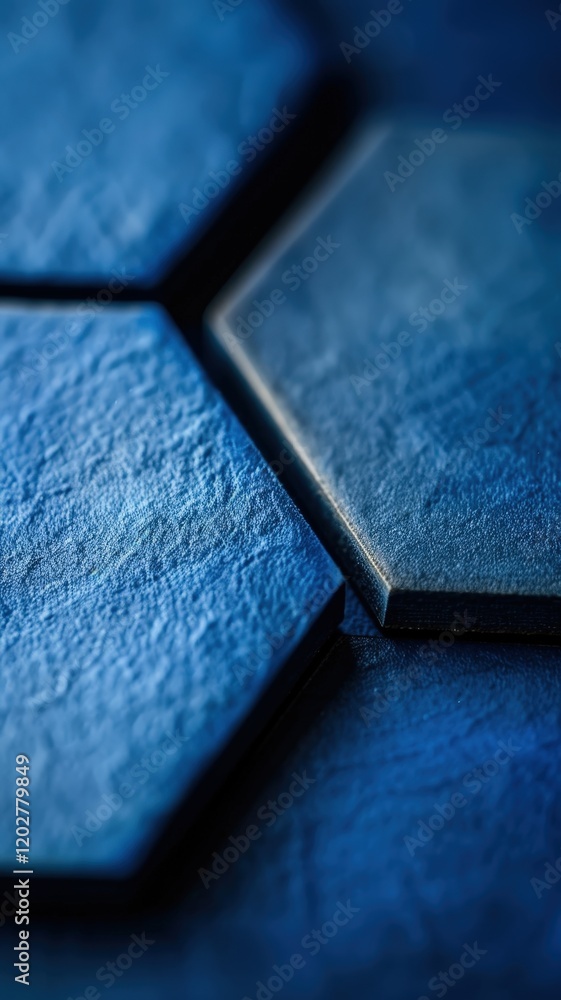 Poster a close up of a blue tile with a hexagonal shape