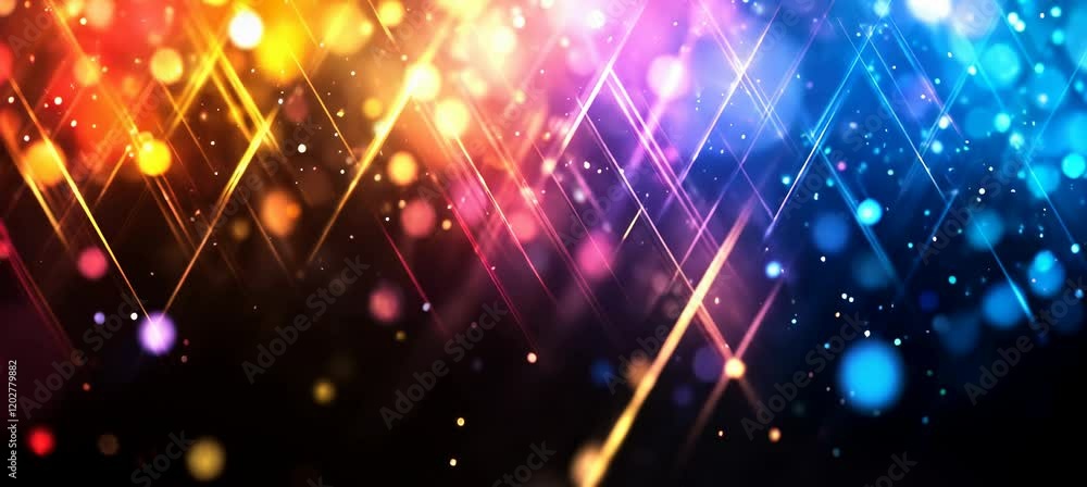 Poster abstract shiny colorful lights sparkle on dark background. generative video ai technology.