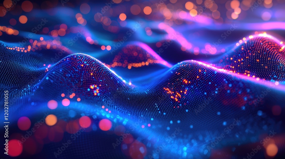 Aufkleber a vibrant abstract blue background featuring glowing connections and dots, ideal for technology, dat