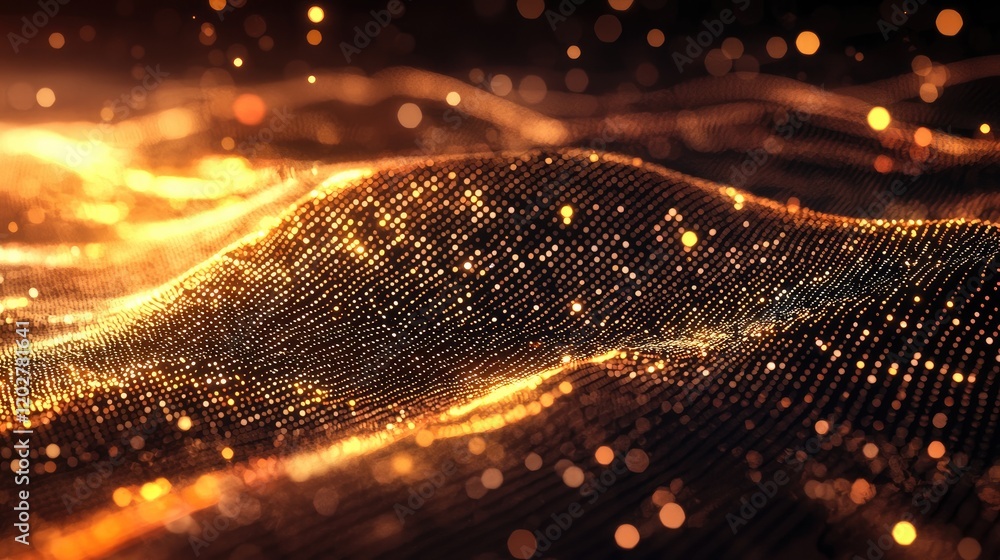 Fototapete Stunning abstract digital network background featuring glowing dots and lines, creating a mesh design that symbolizes data connections and advanced technology concepts.