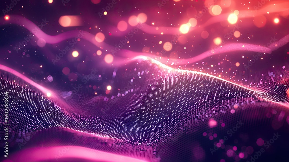 Poster Stunning abstract digital network background featuring glowing dots and lines, creating a mesh design that symbolizes data connections and advanced technology concepts.