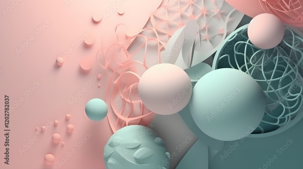 Poster dynamic abstract composition of geometric shapes digital art studio 3d visualization modern design a