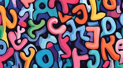 Abstract Colorful Letters Pattern Design Background