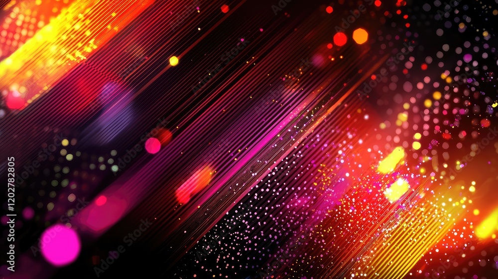 Poster a vibrant and colorful abstract image featuring lines and dots that convey motion and energy against