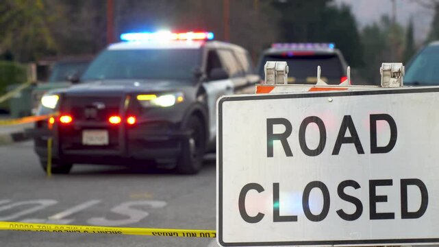 Police Enforced Road Closure Due to Emergency in Pasadena, California 