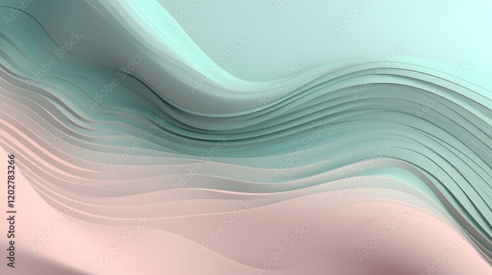 Poster flowing abstract patterns digital art soft color palette modern design aesthetic view visual serenit