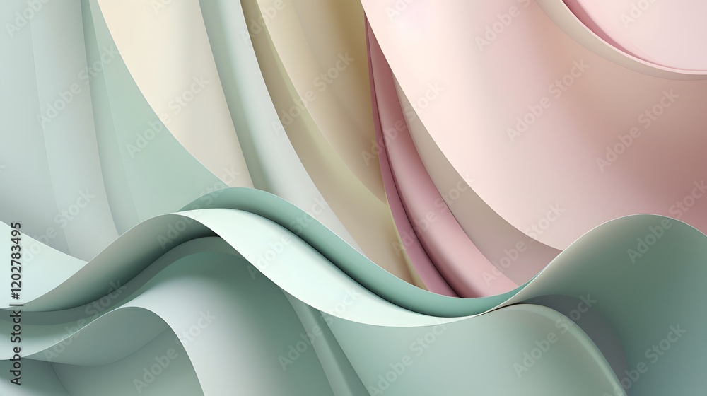 Poster dynamic flowing waves of soft pastel colors abstract art digital creation minimalist style high-qual