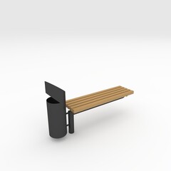 3d render bench park design element. Furniture Collection