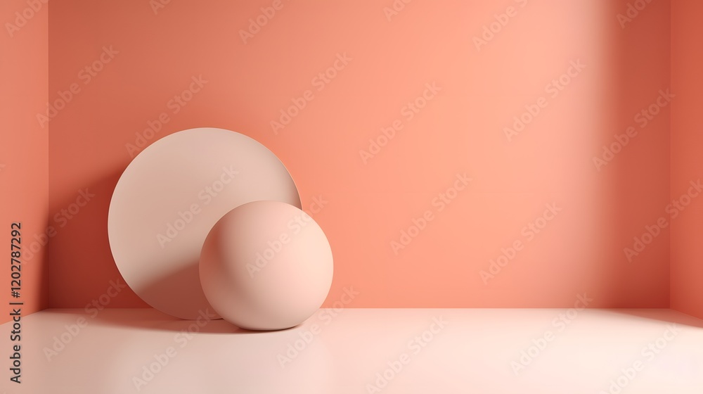Poster minimalistic design display of organic shapes in soft peach environment still life composition artis