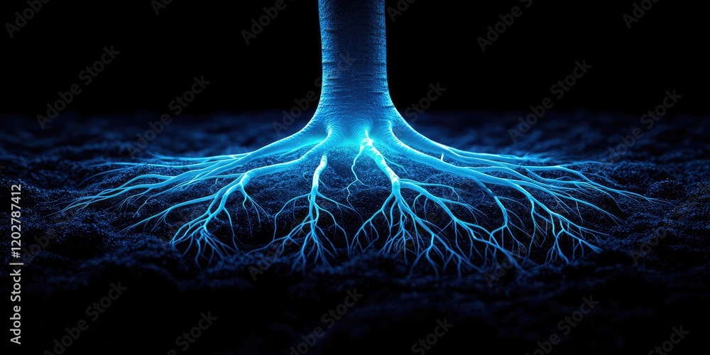 Aufkleber a detailed microscopic view of plant roots, showing the complex network of root hairs and soil parti