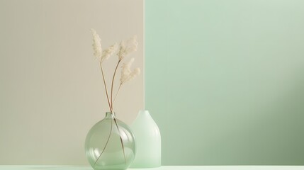 Minimalist floral arrangement indoor space photography soft color palette contemporary aesthetic