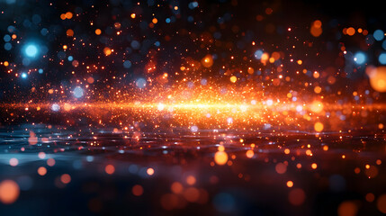 Obraz premium Abstract Glowing Particles Background with Orange and Blue Sparks